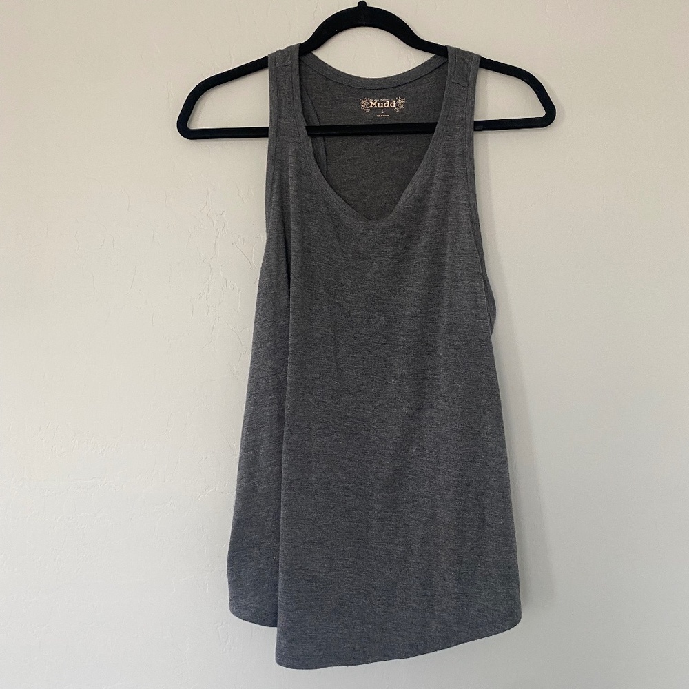 Mudd Solid Grey Racerback Tank Top/ Size Large